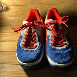Puma Suede red and blue kids sneakers size 5